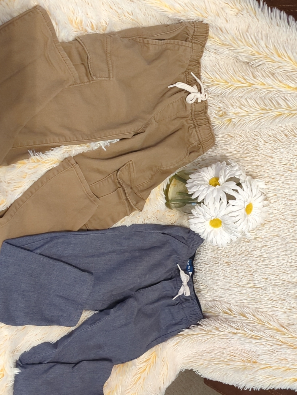 👖🤎💙Old Navy Slim Taper Drawstring Pants in Tan and Blue🤎💙👖